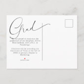 Chic Modern Calligraphy Foto Abschluss Ankündigungspostkarte (Rückseite)