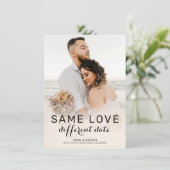 Chic Modern Calligraphy Foto Hochzeitsszenario Ankündigung (Stehend Vorderseite)