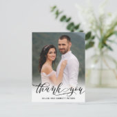 Chic Modern Calligraphy Foto Wedding Vielen Dank Postkarte (Stehend Vorderseite)