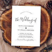 Chic Modern Calligraphy Herz QR Code Hochzeit Einladung