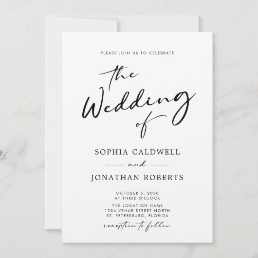 Chic Modern Calligraphy Kraft Paper Wedding Einladung (Vorderseite)