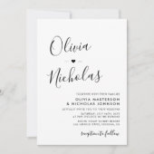 Chic Modern Calligraphy Monogram QR Code Wedding Einladung (Vorderseite)