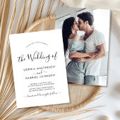 Chic Modern Calligraphy Script Foto Wedding Einladung