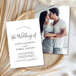 Chic Modern Calligraphy Script Foto Wedding Einladung