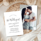 Chic Modern Calligraphy Script Foto Wedding Einladung