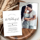 Chic Modern Calligraphy Script Heart Foto Wedding Einladung