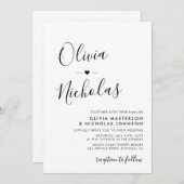 Chic Modern Calligraphy Script Monogram Wedding Einladung (Vorne/Hinten)