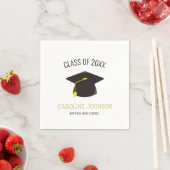 Chic Modern Cap & Tassel Black Gold Graduate Serviette (Beispiel)
