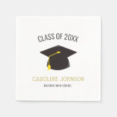 Chic Modern Cap & Tassel Black Gold Graduate Serviette (Vorderseite)