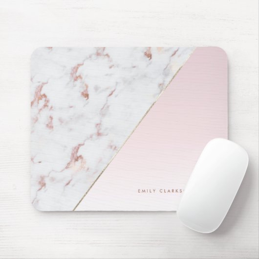 Chic Modern Chic Rose Gold Marmor und rosa Custom Mousepad (Mit Mouse)