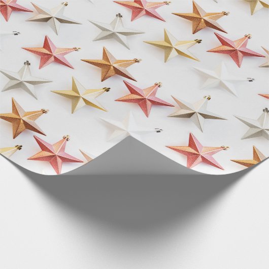 Chic Modern Christmas Star Ornaments Geschenkpapier (Ecke)