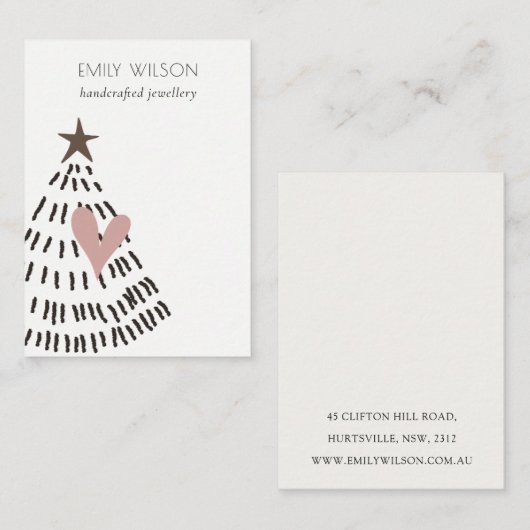 Chic Modern Christmas Tree Blank Jewelry Display Visitenkarte (Vorne/Hinten)