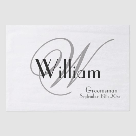 Chic Modern Classic Personalisiert Name + Monogram Seidenpapier (Vorderseite)