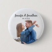 Chic Modern Couple Foto Wedgers Button (Vorderseite)