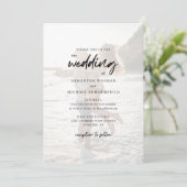 Chic Modern Couples Foto Script Wedding Einladung (Stehend Vorderseite)