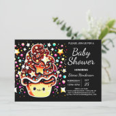 Chic Modern Cupcake Muffin Boy Baby Dusche Einladung (Stehend Vorderseite)
