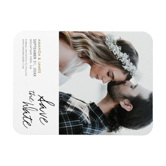 Chic Modern Custom Foto Wedding Save the Date Magnet (Horizontal)