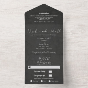 Chic Modern Dark Gray Texture Wedding Foto All In One Einladung