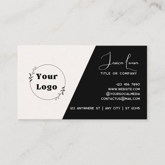 Chic & Modern Design Black & White Visitenkarte (Vorderseite)