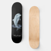Chic Modern Dolphin & Script auf Black Skateboard (Vorderseite)