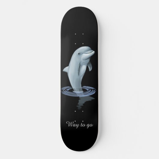 Chic Modern Dolphin & Script auf Black Skateboard (Vorderseite)