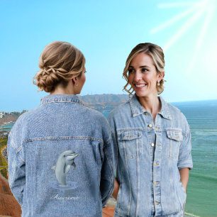 Chic Modern Dolphin & Script Jeansjacke