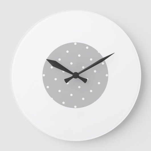 Chic Modern Dotted Gray Centre White Rim Stripe Große Wanduhr (Vorderseite)
