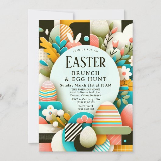 Chic Modern Easter Brunch & Egg Hunt Einladung (Vorderseite)
