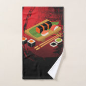 Chic Modern Elegant Black & Red Sushi Badhandtuch Set (Handtuch)