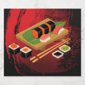 Chic Modern Elegant Black & Red Sushi Bierflaschenetikett (Einzelnes Label)