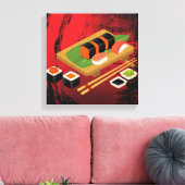 Chic Modern Elegant Black & Red Sushi Leinwanddruck (Insitu (Wohnzimmer))