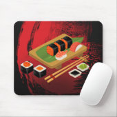 Chic Modern Elegant Black & Red Sushi Mousepad (Mit Mouse)