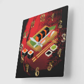 Chic Modern Elegant Black & Red Sushi Quadratische Wanduhr (Winkel)
