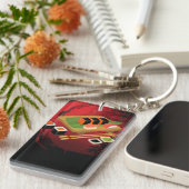 Chic Modern Elegant Black & Red Sushi Schlüsselanhänger (Vorderseite rechts)