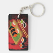 Chic Modern Elegant Black & Red Sushi Schlüsselanhänger (Rückseite)