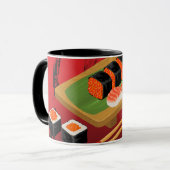 Chic Modern Elegant Black & Red Sushi Tasse (Vorderseite Links)