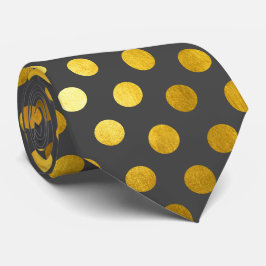 Chic Modern Elegante Holzkohle Gray Gold Polka Dot Krawatte