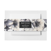 Chic Modern Elegante Schwarz-weiße Hochzeit mit Fl Einladungsbanderole (Vorderseite Beispiel)