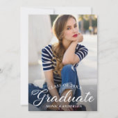 Chic Modern Elegante Script FOTO Graduation Party Einladung (Vorderseite)