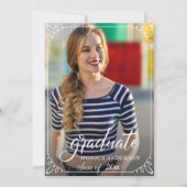 Chic Modern Elegante Script FOTO Graduation Party Einladung (Vorderseite)