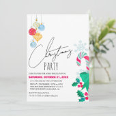 Chic Modern Elegante Script Weihnachts-Party Einladung (Stehend Vorderseite)