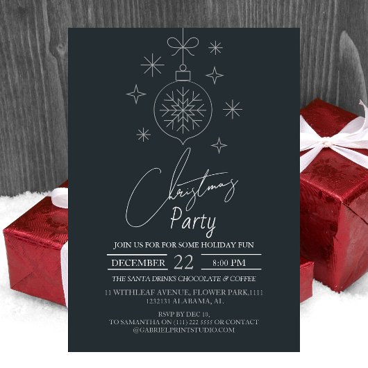 Chic Modern Elegante Script Weihnachts-Party Einladung