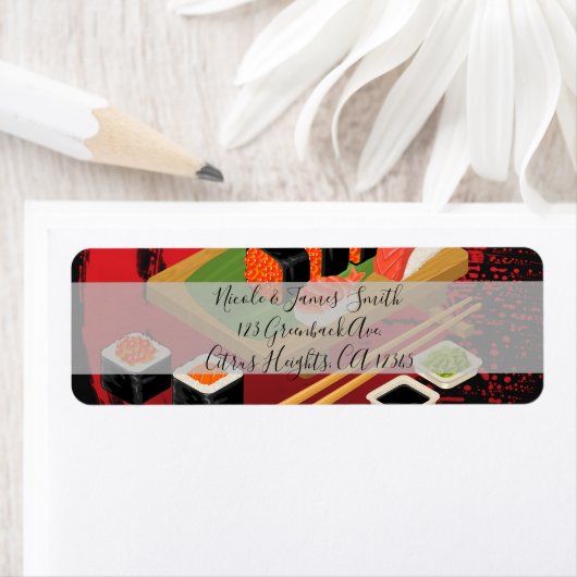 Chic Modern Elegantes Black & Red Sushi Party Even (Insitu)