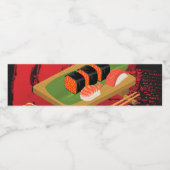 Chic Modern Elegantes Black & Red Sushi Party Even Wasserflaschenetikett (Einzelnes Label)