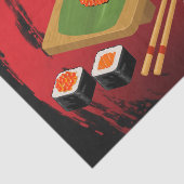 Chic Modern Elegantes Black & Red Sushi Party Seidenpapier (Ausschnitt)