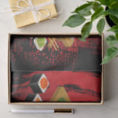 Chic Modern Elegantes Black & Red Sushi Party Seidenpapier (Geschenk)