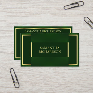 Chic Modern Emerald Green und Gold Beruflich Visitenkarte