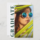 Chic Modern Emerald Green White Foto Abschluss Ankündigung (Vorderseite)