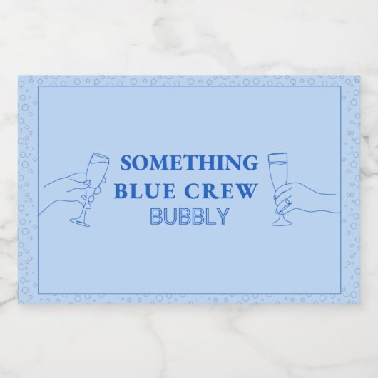 Chic Modern etwas Blue Crew Bubbly Mini Schaumweinetikett (Einzelnes Label)