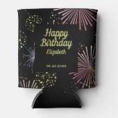 Chic Modern farbenfrohe Feuerwerke Black Birthday Dosenkühler (Vorderseite)